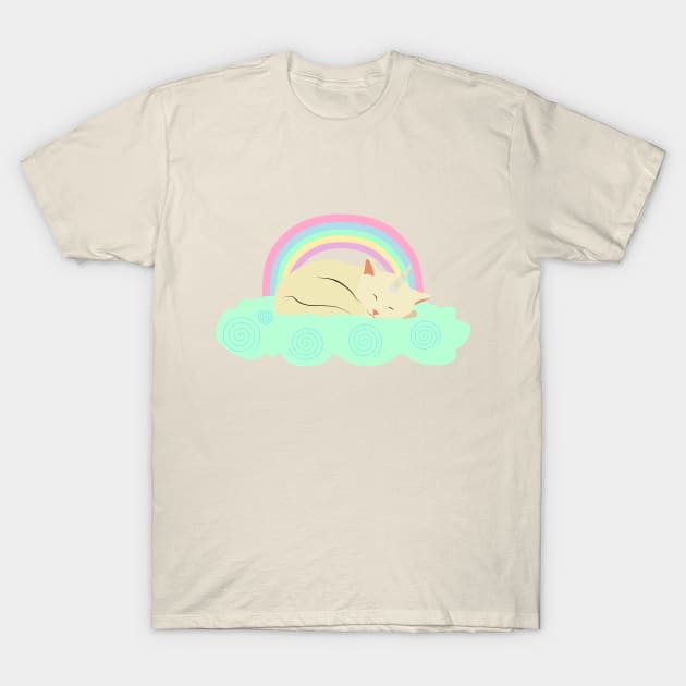 Kittycorn sleeping in a cloud T-Shirt by LittleAna